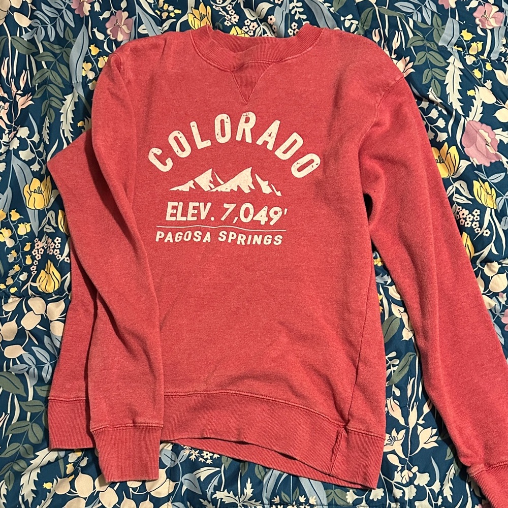 Pagosa Springs Colorado Red Crew Neck Sweater